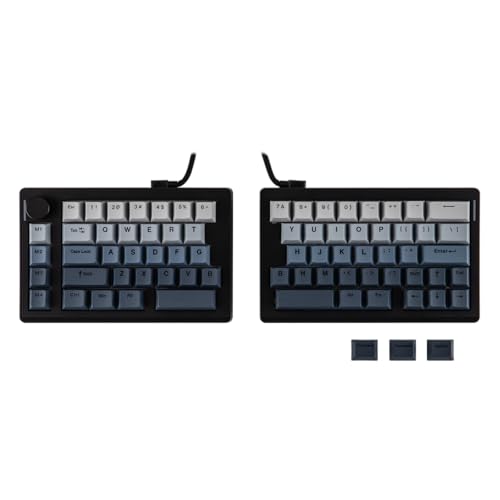EPOMAKER Split70 Wireless Ergonomic Keyboard with QMK/VIA and Knob, Mechanical Gaming Keyboard with RGB, Hot-Swap, Creamy Linear Switch, PBT Keycap, Mac Modifier, Gasket, 70% Split Layout (Black)