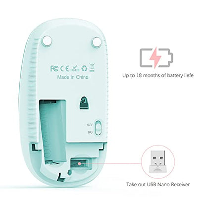 VssoPlor Wireless Mouse, 2.4G Slim Portable Computer Laptop Mouse with Nano Receiver Quiet Silent Optical Mice for Notebook, PC, Laptop, Computer-Mint Green to Purple - color: Mint Green to Purple