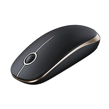 VssoPlor Wireless Mouse, 2.4G Slim Portable Computer Laptop Mouse with Nano Receiver Quiet Silent Optical Mice for Notebook, PC, Laptop, Computer-Black and Gold - color: Black and Gold
