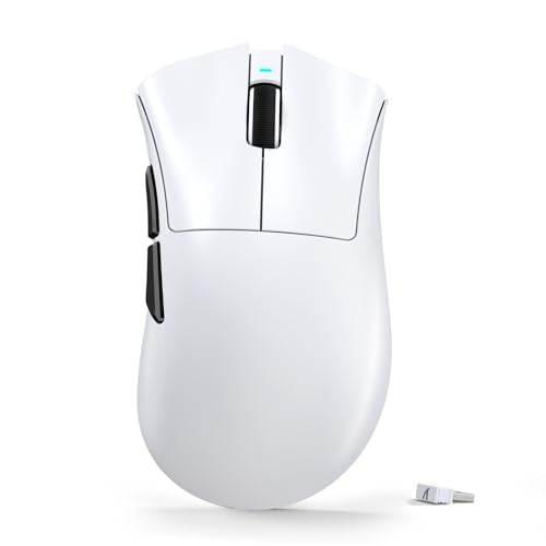 ATTACK SHARK V3 Ultra-Light Wireless Gaming Mouse,PAW3311 Sensor, 500mAh, 62g, 25KDPI 2.4G/BT/USB-C Rechargeable Wireless Mouse with 5 Programmable Buttons for Laptop,PC,Mac Gamer (White) - color: White
