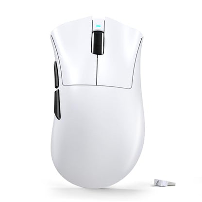 ATTACK SHARK V3 Ultra-Light Wireless Gaming Mouse,PAW3311 Sensor, 500mAh, 62g, 25KDPI 2.4G/BT/USB-C Rechargeable Wireless Mouse with 5 Programmable Buttons for Laptop,PC,Mac Gamer (White) - color: White