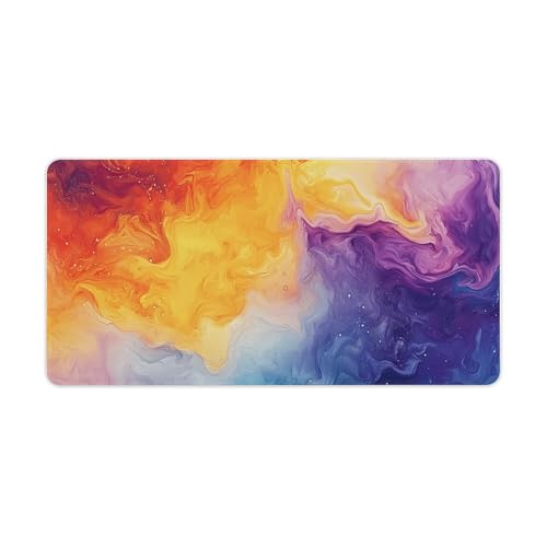 Large Ergonomic Gaming Mouse Pad Chromatic Harmony Mesmerizing Gradient of Blended Colors Theme with Non-Slip Base Water-Resistant Surface and Stitched Edges, 30x60cm - color: Style, size: 30x60cm