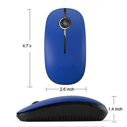 VssoPlor Wireless Mouse, 2.4G Slim Portable Computer Mice with Nano Receiver for Notebook, PC, Laptop, Computer-Black Blue - color: Black Blue