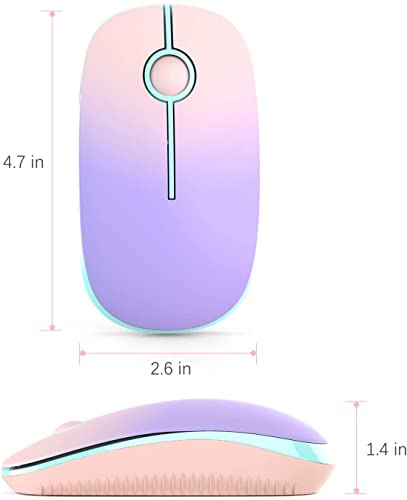 VssoPlor Wireless Mouse, 2.4G Slim Portable Computer Mice with Nano Receiver Quiet Silent Optical Laptop Mouse for Notebook, PC, Laptop, Computer-Pink to Purple - color: Pink to Purple