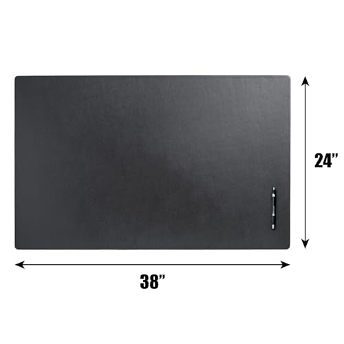 Dacasso Leather Desk Pad Without Side Rails - color: Black, size: 24" x 38"