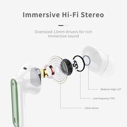 Wireless Earbuds, Bluetooth 5.4 Headphones in Ear with 4 ENC Noise Cancelling Mic, New Wireless Earphones HiFi Stereo Deep Bass 40H Playtime, In-Ear Bluetooth Earbuds LED Display IP7, USB-C, Green - color: Green