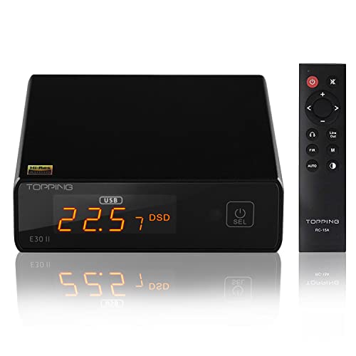 Topping E30 II DAC Preamp Audio Decoder- 2xAK4493S Hi-Res XMOS XU208 DAC 32Bit/768kHz DSD512 DSD Direct Mode for USB/Coax/Opt Inputs RCA HiFi Stereo Digital Audio Decoder(Black) - color: Black