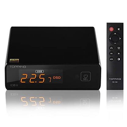 Topping E30 II DAC Preamp Audio Decoder- 2xAK4493S Hi-Res XMOS XU208 DAC 32Bit/768kHz DSD512 DSD Direct Mode for USB/Coax/Opt Inputs RCA HiFi Stereo Digital Audio Decoder(Black) - color: Black
