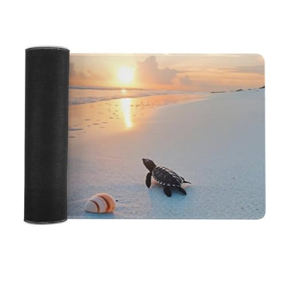 Ocean & Sunset Beach Scene Large Extended Gaming Mouse Pad (12x31.5in) - Durable Stitched Edges XXL Desk Mat for Keyboard and Mouse - Water Resistant & Non-Slip Rubber Base - color: black, size: 12x31.5in