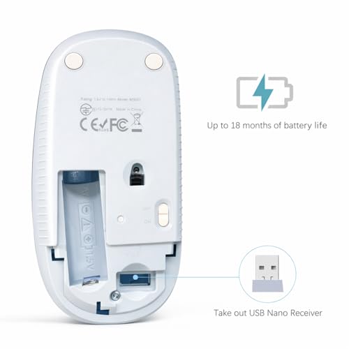 VssoPlor Wireless Mouse, 2.4G Slim Portable Computer Laptop Mouse with Nano Receiver Quiet Silent Optical Mice for Notebook, PC, Laptop, Computer-Light Blue - color: Light Blue
