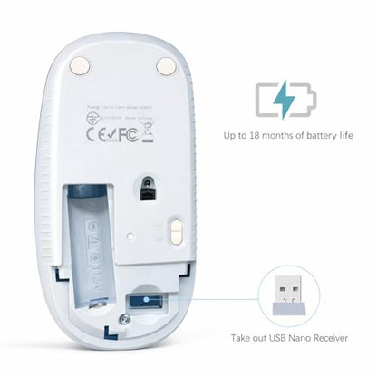 VssoPlor Wireless Mouse, 2.4G Slim Portable Computer Laptop Mouse with Nano Receiver Quiet Silent Optical Mice for Notebook, PC, Laptop, Computer-Light Blue - color: Light Blue