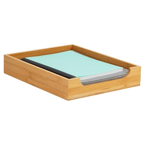 Mind Reader Paper Tray, Desktop Organizer, File Storage, Modern, Office, Bamboo, 10.25"L x 12.5"W x 2.25"H, Brown - size: Paper Tray