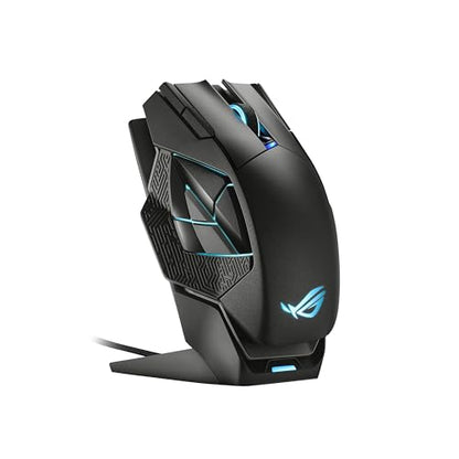 ASUS ROG Spatha X Wireless Gaming Mouse – MMO/MOBA Design, 12 Programmable Buttons, Right-Handed, 168g, Dual-Mode (Wired/2.4GHz), 19K DPI, up to 67Hr Battery, Magnetic Charging Dock, PC/Mac Support - style: Spatha X