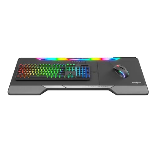 Couchmaster Lapboard³ with HORIZONLIGHT RGB Bar, Ultimate Ergonomic USB-Hub Gaming Lap Board for Couch and Bed, Large, Stable and Compatible with All Keyboards and Mice, Laptops, PCs, PS4/5, Xbox - color: Black Lapboard³