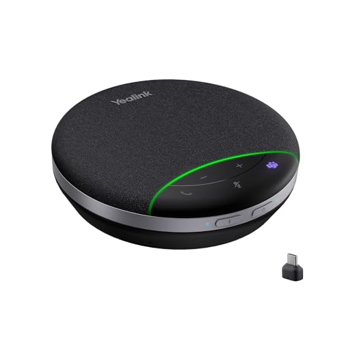 Yealink SP92 Bluetooth Speaker and Microphone with Dongle, Conference Speakerphone for Teams, 13ft 360° Omni Pickup, Full-Duplex Mic, Al Noise Reduction, 20H Call Time, USB C/A - color: Black- SP92 with Dongle