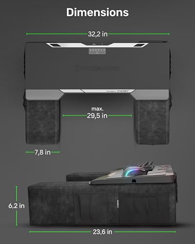 Couchmaster CYCON³ HORIZONLIGHT Bar, Ultimate Ergonomic USB-Hub Gaming Lap Desk for Couch and Bed, Large, Stable and Compatible with All Keyboards and Mouse/Mice, Laptops, PCs, PS4/5, Xbox - color: Black