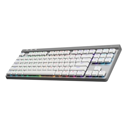 Logitech G515 Lightspeed TKL Low Profile Wireless Gaming Keyboard, LIGHTSYNC RGB, Thin Tenkeyless Design, Double-Shot PBT Keycaps, Linear (Red) Mechanical Switches - White - color: White, style: Wireless