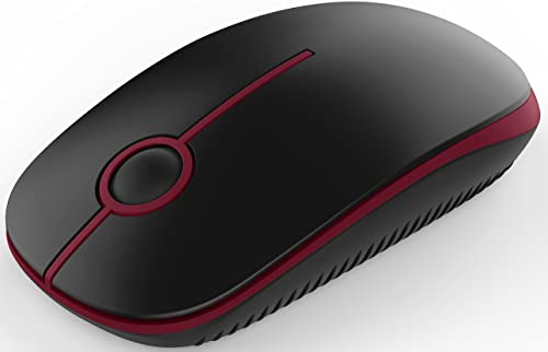 VssoPlor Wireless Mouse, 2.4G Slim Portable Quiet Computer Mice with Nano Receiver for Notebook, PC, Laptop, Computer-Black and Wine Red - color: Black and Wine Red