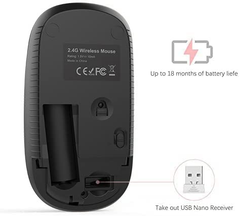 VssoPlor Wireless Mouse, 2.4G Slim Portable Quiet Computer Mice with Nano Receiver for Notebook, PC, Laptop, Computer-Black and Wine Red - color: Black and Wine Red