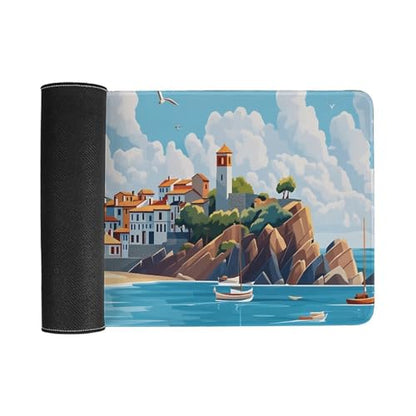 Sea Sandy Beaches Large Extended Gaming Mouse Pad (12x24in) - Durable Stitched Edges XXL Desk Mat for Keyboard and Mouse - Water Resistant & Non-Slip Rubber Base - color: black-2, size: 12x24in