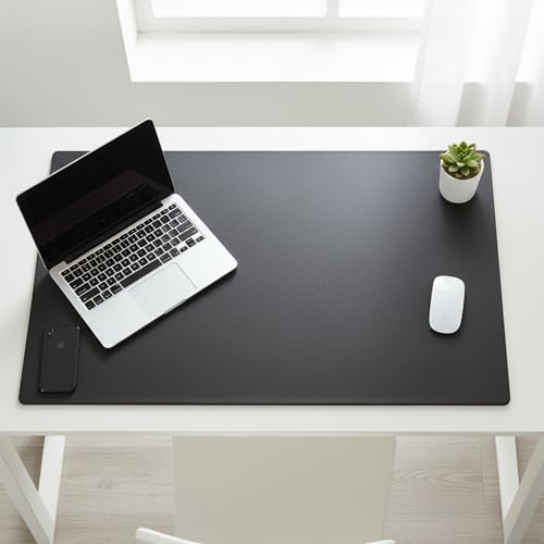 Dacasso Leather Desk Pad Without Side Rails - color: Black Leatherette, size: 24" x 38"