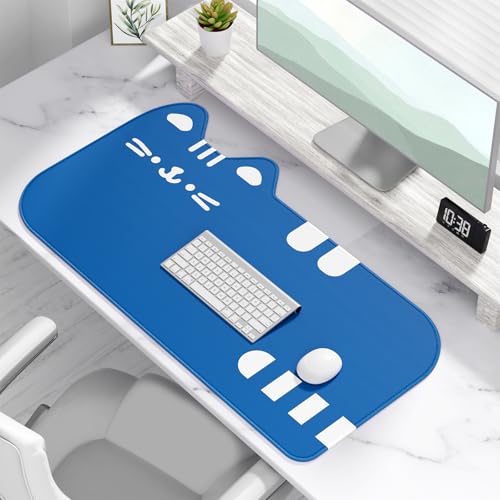 Dapesuom Large Gaming Mouse Pad, Extended Mouse Mat with Stitched Edges, Anime Cat Keyboard Pad with Non-Slip Base, Big XXL Desk Mats for Gamer, Laptop, Computer, Desktop, 29.5 x 15.9in， Dark Blue - color: Dark Blue