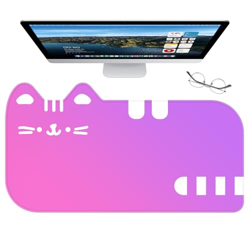 Dapesuom Large Gaming Mouse Pad, Extended Mouse Mat with Stitched Edges, Cute Anime Cat Keyboard Pad with Non-Slip Base, Big XXL Desk Mats for Gamer, Computer, 29.5 x 15.9in, Sweet Dreamy Gradient - color: Z-Sweet Dreamy Gradient