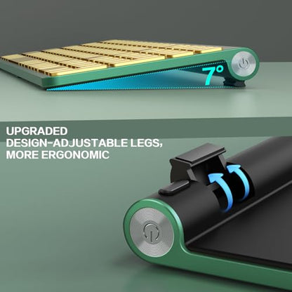 JOYACCESS Slim Compact Wireless Keyboard - Full-Size Silent Keys & Ergonomic Design, Number Pad & Dustproof Cover for Windows/Mac - Emerald Green - color: Emerald Green