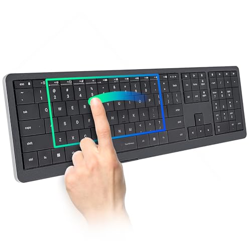 CLVX 1 Windows | Touch On Keys & Gestures AI Keyboard | Bluetooth & USB-C | Low Profile Silent Scissor Keys | Interactive RGB | Aluminum Chassis | Compatible with Windows/Linux/Android - style: Full-size Win