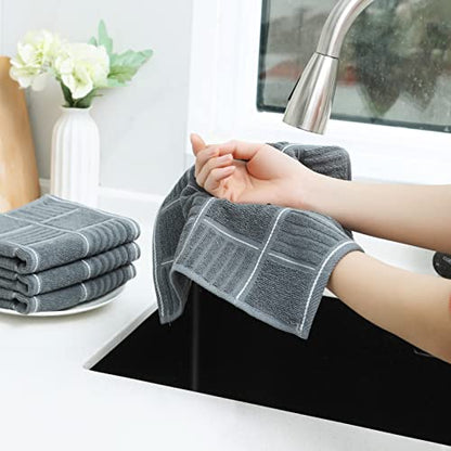 Glynniss Kitchen Towels and Dishcloths Set, Dish Towels and Dish Rags for Washing Dishes, for Cleaning Cooking Drying Pack of 8 (Grey) - color: Grey