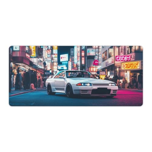 JDM Car Gaming Mouse Pad, Extended Desk Mat 40x90cm (16"x36"), Japanese Drift Car XXL Mousepad with Non-Slip Rubber Base, Stitched Edges, Water-Resistant for Keyboard & Mouse - color: Style-1, size: 40x90cm