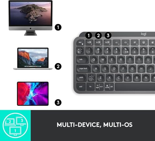 Logitech MX Keys Mini Minimalist Wireless Illuminated Keyboard, Compact, Bluetooth, Backlit, USB-C, Compatible with Apple macOS, iOS, Windows, Linux, Android, Metal Build - Graphite - color: Graphite, style: MX Keys Mini