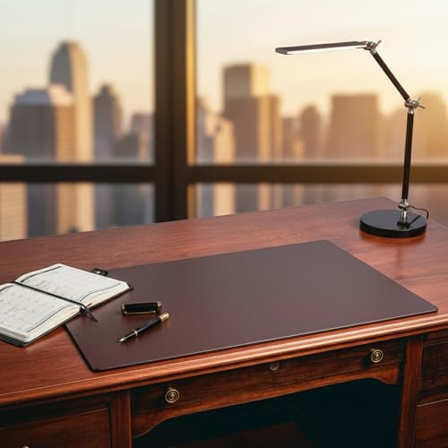Dacasso Leather Desk Pad Without Side Rails - color: Chocolate Brown, size: 20" x 34"