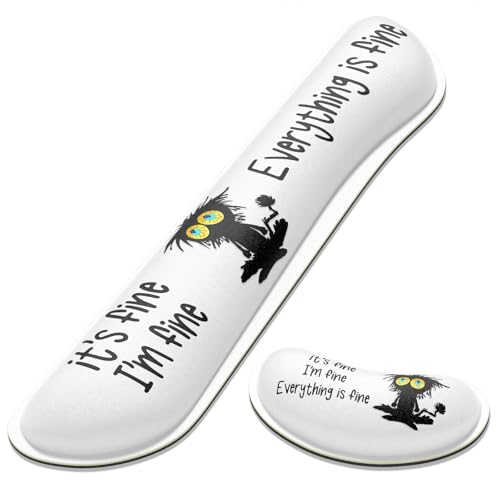 Dapesuom Enlarge Keyboard Wrist Rest, Memory Foam Wrist Cushion for Desk Mats Support, Typing Pain Relief Keyboard Mouse Pad Rests Set with Non-Slip Base for Gaming Laptop Office Computer, Cute Cat - color: Cute Cat