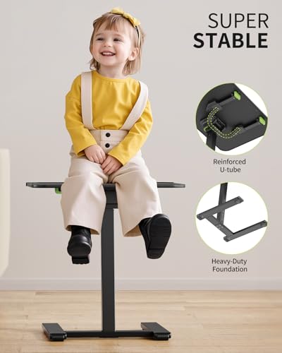 SAIJI Sturdy TV Tray Table with Wheels, Heavy Duty Metal TV Trays for Eating on Couch, Height & Angle Adjustable Desk for Bed, Sofa, Recliner, Portable Small Foldable Tables