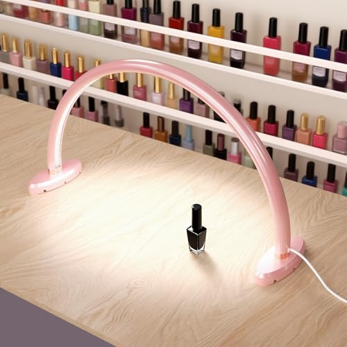 Small Half Moon Light for Nail Desk, Nail Tech Lamp with Liftable and Removable Base for Manicure/Painting/Crafts and Photograph，Personal Use Lamp for Nails Table Pink 16 inch - size: 16inch Pink
