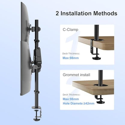 Pholiten Quad 4 Monitor Arm Desk Mount for Max 32 inch Screens, Gas Spring Adjustment Monitor Stand with VESA 75x75mm, 100x100 mm, Clamp & Grommet Install Black MD18864 - style: 4 monitor mount