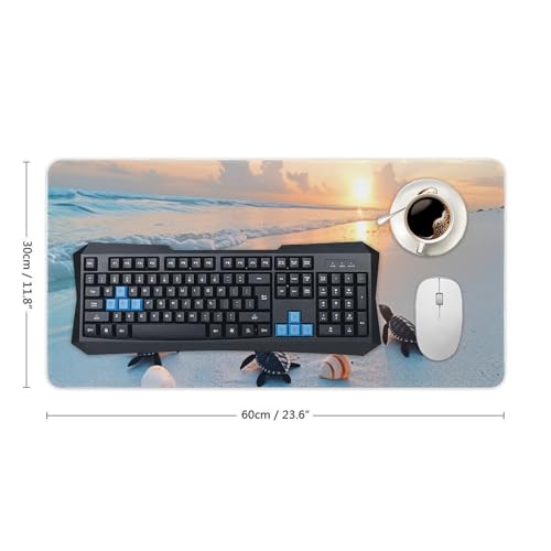 Ocean & Sunset Beach Scene Large Extended Gaming Mouse Pad (12x24in) - Durable Stitched Edges XXL Desk Mat for Keyboard and Mouse - Water Resistant & Non-Slip Rubber Base - color: black, size: 12x24in
