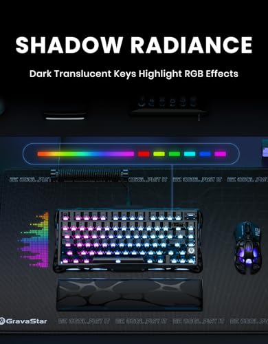 GravaStar Mercury K1 75% Wireless Mechanical Keyboard, Aluminum Alloy Gaming Keyboard with Knob, Hot Swappable, Linear Switches, Transparent Keycaps, RGB Backlit, 2.4GHz/BT5.0/USB for PC Gaming - color: Stealth Black