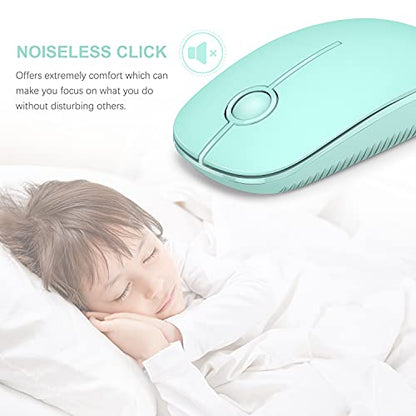 VssoPlor Wireless Mouse, 2.4G Slim Portable Computer Mice with Nano Receiver for Notebook, PC, Laptop, Computer (Mint Green) - color: Mint Green