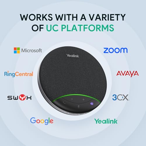 Yealink SP92 Bluetooth Speaker and Microphone with Dongle, Conference Speakerphone for Teams, 13ft 360° Omni Pickup, Full-Duplex Mic, Al Noise Reduction, 20H Call Time, USB C/A - color: Black- SP92 with Dongle