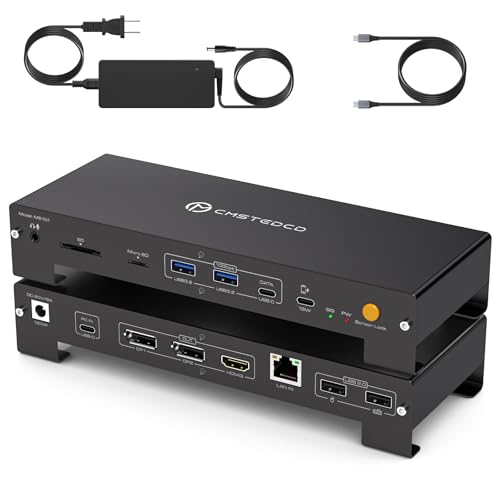 USB C Laptop Docking Station 3 Monitors 4K with 120W Power Supply 15-in-1 Thunderbolt Dock for Multiple Monitors with 2DP and HDMI Port PD100W/10Gbps USB/SD&TF/Ethernet etc (macOS-No Extended Mode)