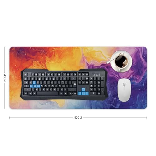 Large Ergonomic Gaming Mouse Pad Chromatic Harmony Mesmerizing Gradient of Blended Colors Theme with Non-Slip Base Water-Resistant Surface and Stitched Edges, 40x90cm - color: Style, size: 40x90cm