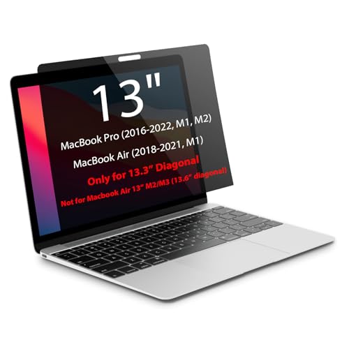Magnetic Privacy Screen for MacBook Pro 13 inch (2016-2022, M1, M2) and MacBook Air 13 inch (2018-2021 M1, 2025 M4), Removable Screen Protector, Blue Light Blocking, Anti Glare Protector and Privacy Filter Shield - size: 13.3 inch
