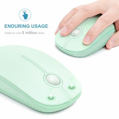 VssoPlor Wireless Mouse, 2.4G Slim Portable Computer Laptop Mouse with Nano Receiver Quiet Silent Optical Mice for Notebook, PC, Laptop, Computer-Light Green - color: Light Green