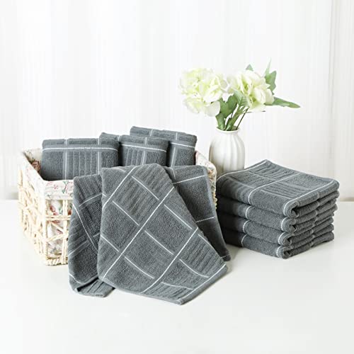 Glynniss Kitchen Towels and Dishcloths Set, Dish Towels and Dish Rags for Washing Dishes, for Cleaning Cooking Drying Pack of 8 (Grey) - color: Grey
