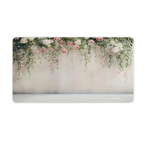 Romantic Floral Large Extended Gaming Mouse Pad 30"x16" - XXL Computer Desk Mat for Keyboard and Mouse - Non-Slip Rubber Base & Durable Stitched Edges - color: Black-3, size: 30"Lx16"W