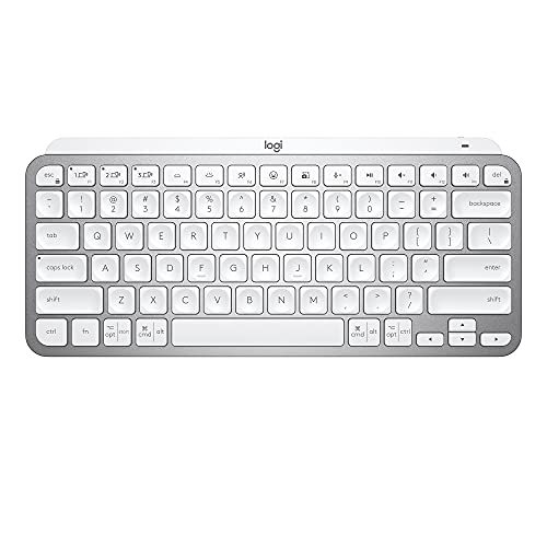 Logitech MX Keys Mini Minimalist Wireless Illuminated Keyboard, Compact, Bluetooth, Backlit, USB-C, Compatible with Apple macOS, iOS, Windows, Linux, Android, Metal Build - Pale Gray - color: Pale Grey, style: MX Keys Mini