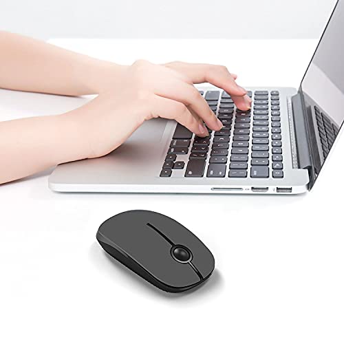 VssoPlor Wireless Mouse, 2.4G Slim Portable Computer Mice with Nano Receiver Quiet Silent Optical Laptop Mouse for Notebook, PC, Laptop, Computer-Black and Gray - color: Black and Gray