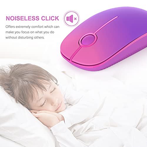 VssoPlor Wireless Mouse, 2.4G Slim Portable Computer Laptop Mouse with Nano Receiver Quiet Silent Optical Mice for Notebook, PC, Laptop, Computer-Gradient Purple - color: Gradient Purple